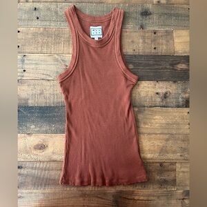 Wesley Rust Ribbed Tank Top